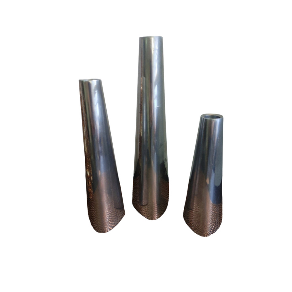 IKEA Renos Satin Chrome Swedish Design Tapered Candlestick Holders Set of 3